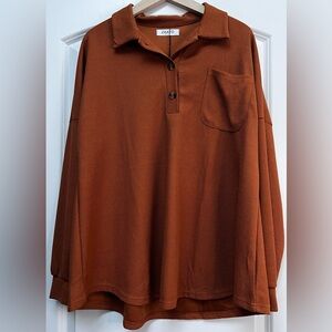 NWT ZAAYO Waffle Knit Top, Pumpkin, L